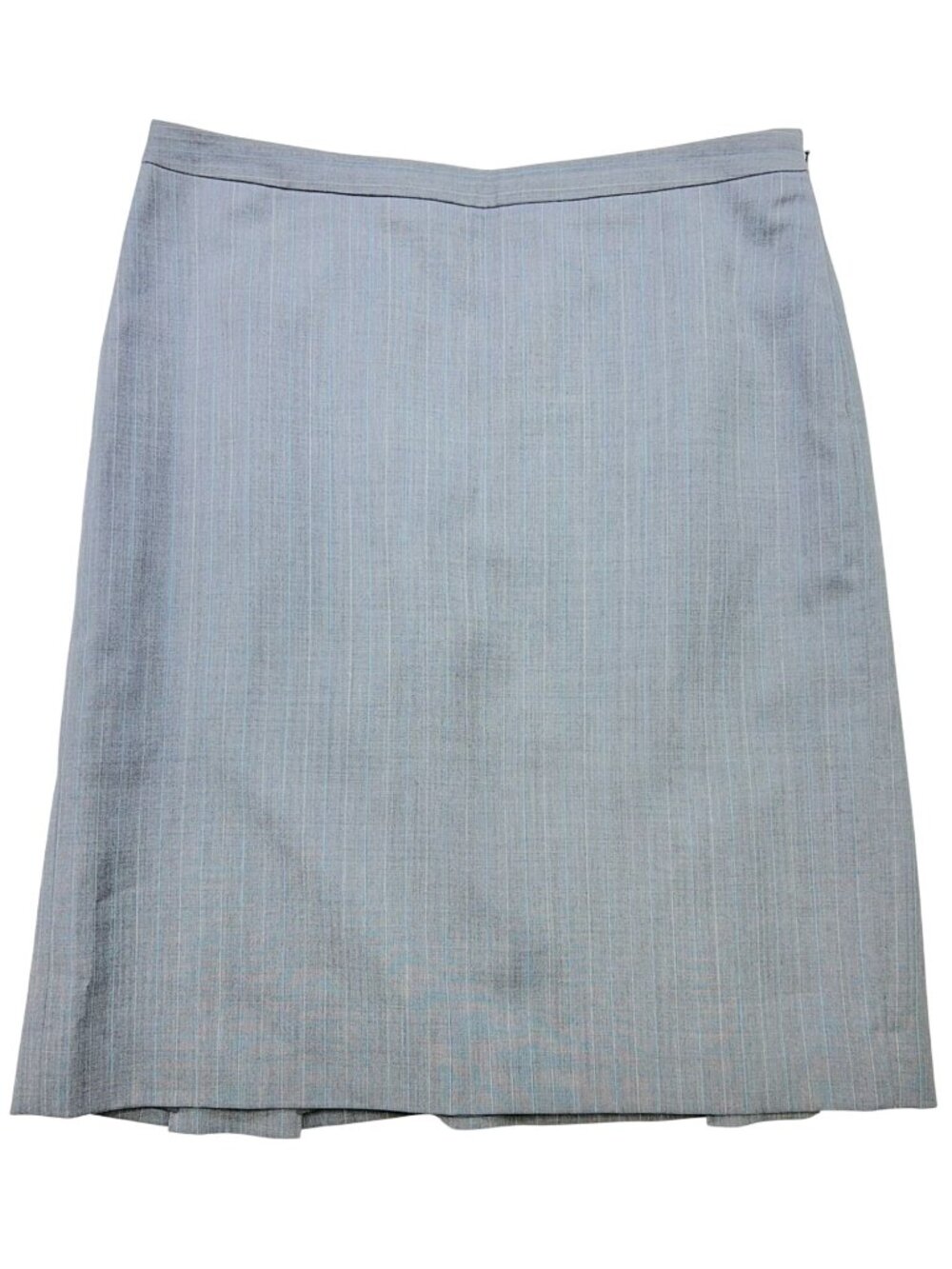 Ann Taylor Loft Womens Wool Pencil Skirt Flat Front Side Zip Size 10 Gray Stripe